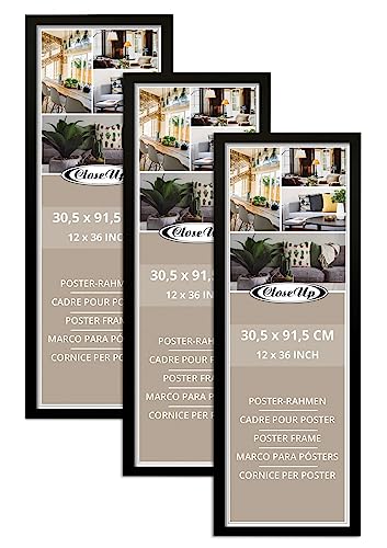 Close Up Posterrahmen | 3er Set Schwarz Black | Premium MDF | mit bruchsicheren Acrylscheibe | Für Poster Kunstdrucke Fotos | Hochformat Querformat | 3 Pcs - 30,5 x 91,5cm Close Up Posterrahmen | 3er Set Schwarz Black | Premium MDF | mit bruchsicheren Acrylscheibe | Für Poster Kunstdrucke Fotos | Hochformat Querformat | 3 Pcs - 30,5 x 91,5cm von Close Up