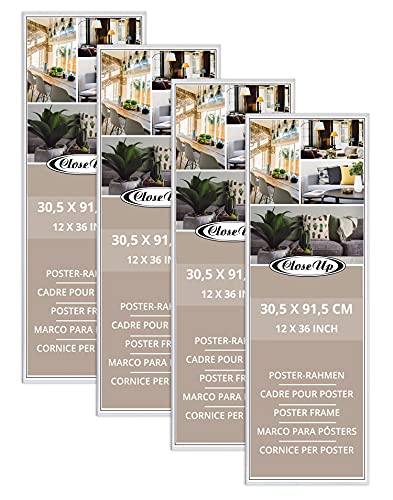 Close Up Posterrahmen | weiß, 4er Set |Kunststoffleiste, unzerbrechliche PVC-Scheibe | ideal für Poster, Kunstdrucke und Wanddeko | Wohnzimmer Flur Schlafzimmer Esszimmer 30,5 x 91,5 cm von Close Up