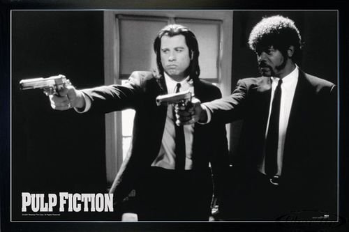 Close Up Pulp Fiction Poster Guns (96,5x66 cm) gerahmt in: Rahmen schwarz von Close Up