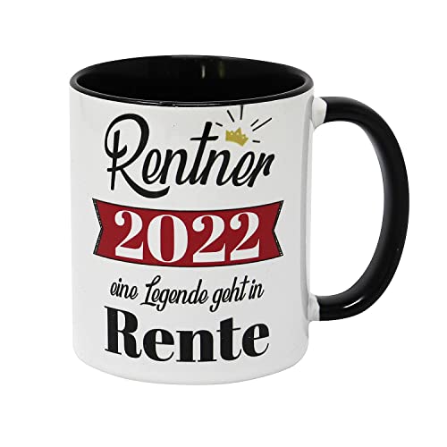 Close Up Rentner 2022 Tasse Eine Legende geht in Rente - weiß, aus Keramik, spülmaschinengeeignet, Fassungsvermögen ca. 300 ml von Close Up