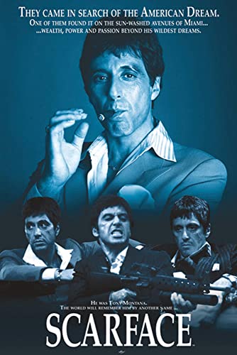 Close Up Scarface Al Pacino Poster Blue Montage (61 x 91,5 cm) von Close Up