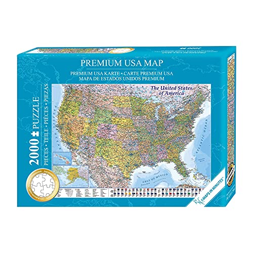 Close Up USA Puzzle 2000 Teile - Amerika - 97 x 69 cm Premium Map 2021 - MAPS IN Minutes von Close Up