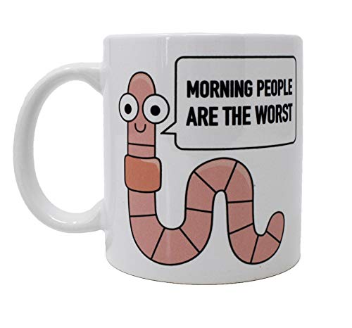 Close Up Worm Tasse Morning People weiß, Bedruckt, aus Keramik, spülmaschinenfest. von Close Up