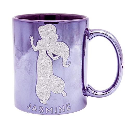 Disney Princess Jasmine Tasse Metallic Making My OWN Choices - lila, Glitterdruck, Metallicglanz, 100% Keramik, ca. 320 ml, Geschenkbox. von Disney
