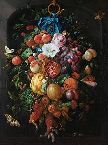 Jan Davidsz de Heem Kunstdruck Festoon of Fruit and Flowers (30cm x 40cm) + Original tesa Powerstrips® (1 Pack/20 STK.) von Close Up