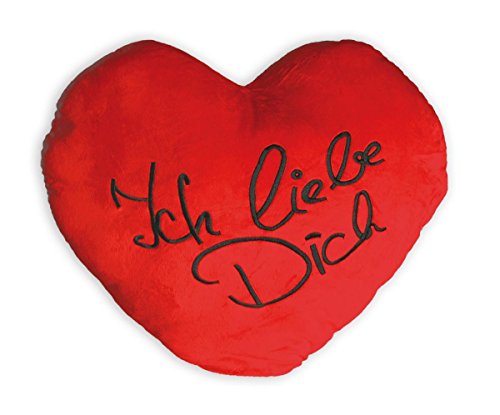 Close Up Herz Kissen XXL | Herzförmiges Kissen mit Ich Liebe Dich Schriftzug | rotes Plüschkissen | mit bestickter Botschaft | Für den Jahrestag, Valentinstag ... | 60 x 45 cm von Close Up
