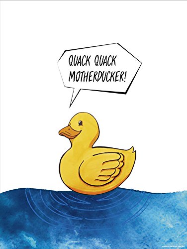 "Quack Quack Motherducker" Premium Kunstdruck mit Badeente - exklusives Poster mit Quietscheente - 200g/m², mattes Papier, schimmernde Farbe - 30 x 40 cm + Original tesa Powerstrips® (1 Pack/20 Stk.) von Close Up