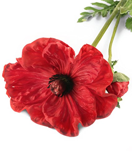 Closer 2 Nature F090RL Floral Elegance, Künstliche Mohn Blume, 74 cm, Einzelblume, rot von Closer 2 Nature