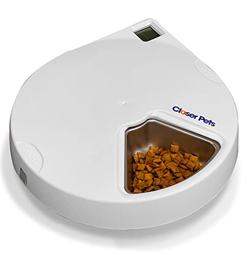 Cat Mate C500 5-Napf-Futterautomat mit Digitalem Timer – 5-Mahlzeiten-Futterautomat mit Edelstahlnapf und Kühlakkus Nass- oder Trockenfutter 5 Mahlzeiten mit je bis zu 330 g Weiß Cat Mate C500 5-Napf-Futterautomat mit Digitalem Timer – 5-Mahlzeiten-Futterautomat mit Edelstahlnapf und Kühlakkus Nass- oder Trockenfutter 5 Mahlzeiten mit je bis zu 330 g Weiß von Closer Pets