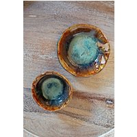 Handgemachte Keramik Glasiert Glas Ozean Blau Trinket Schale Schmuck Halter Schüssel Set Handgemachte Keramik Glasiert Glas Ozean Blau Trinket Schale Schmuck Halter Schüssel Set von ClosiTherapiVintage