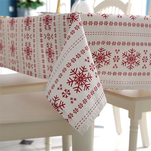 Clothfuna Weihnachtstischdecke, quadratisch, rote Schneeflocke, Baumwollleinen, Weiß, Weihnachtstischdecke, Frohe Weihnachten für Party, Urlaub, Esstisch, 140 x 140 cm Clothfuna Weihnachtstischdecke, quadratisch, rote Schneeflocke, Baumwollleinen, Weiß, Weihnachtstischdecke, Frohe Weihnachten für Party, Urlaub, Esstisch, 140 x 140 cm von Clothfuna