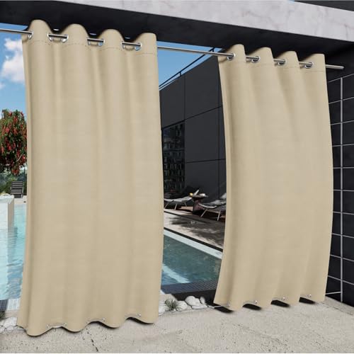 Clothink 2er Set Outdoor Vorhänge Wasserfest Sonnenschutz Winddicht Rostfrei Schnelltrocknend mit Ösen für Terrasse Garten Balkon Familienhaushalte einfache Montage farbecht haltbar(132x215cm, Beige) Clothink 2er Set Outdoor Vorhänge Wasserfest Sonnenschutz Winddicht Rostfrei Schnelltrocknend mit Ösen für Terrasse Garten Balkon Familienhaushalte einfache Montage farbecht haltbar(132x215cm, Beige) von Clothink