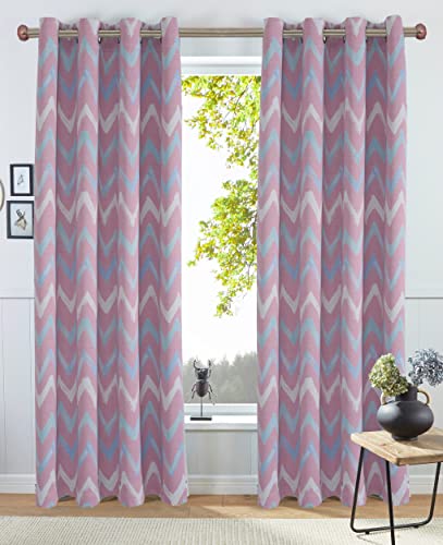 Clothink Gardine Kinderzimmer Mädchen Jungen - 140x210cm Pink Wellen Ösen (1 Stück),Verdunkelungsvorhang Kindergardine Vorhang Blickdicht von Clothink