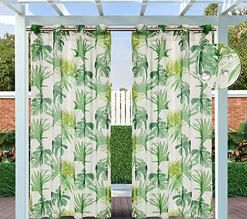 Clothink Outdoor Vorhänge Florale 132x305cm Ösen ((1 Stück)) Aussenvorhang Wasserdicht Sichtschutz Sonnenschutz Windschutz Garten Balkon Hof von Clothink