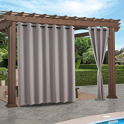 Clothink Outdoor Vorhang Ösen 254x305cm Grau Anti-Verblassen Winterschutz Sonnenschutz Sichtschutz Windschutz Wetterfest,Senkrechtmarkise Vertikalmarkise Terrasse Balkon Pergola von Clothink