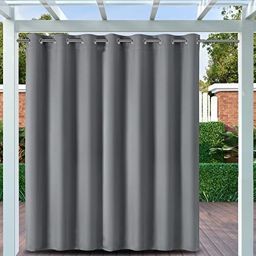 Clothink Outdoor Vorhang mit Ösen 255x215 cm Grau Anti-Verblassen Windschutz Wetterschutz Vertikalrollo für Terrasse, Balkon und Pergola von Clothink