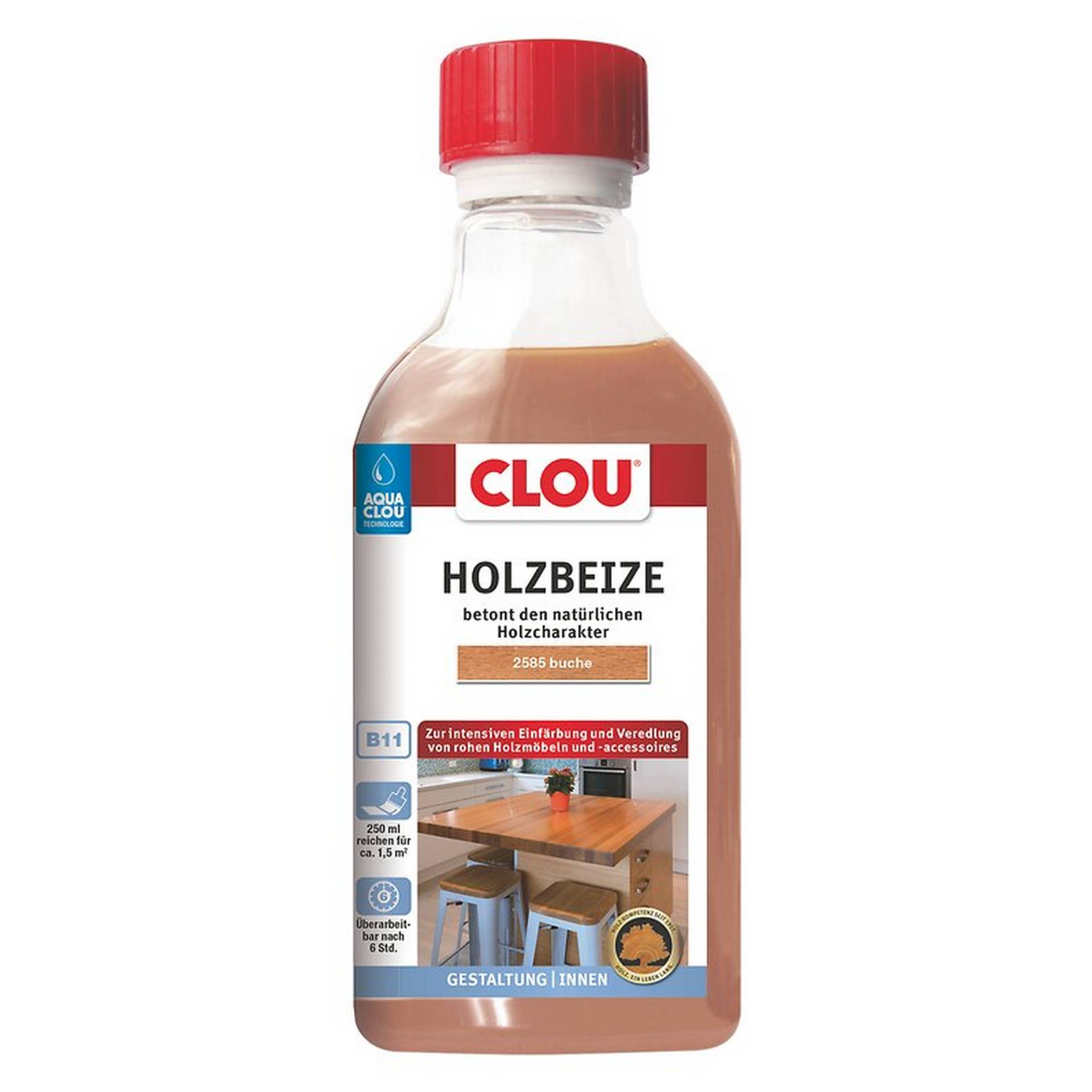 Clou Holzbeize buchefarben 250 ml von Clou