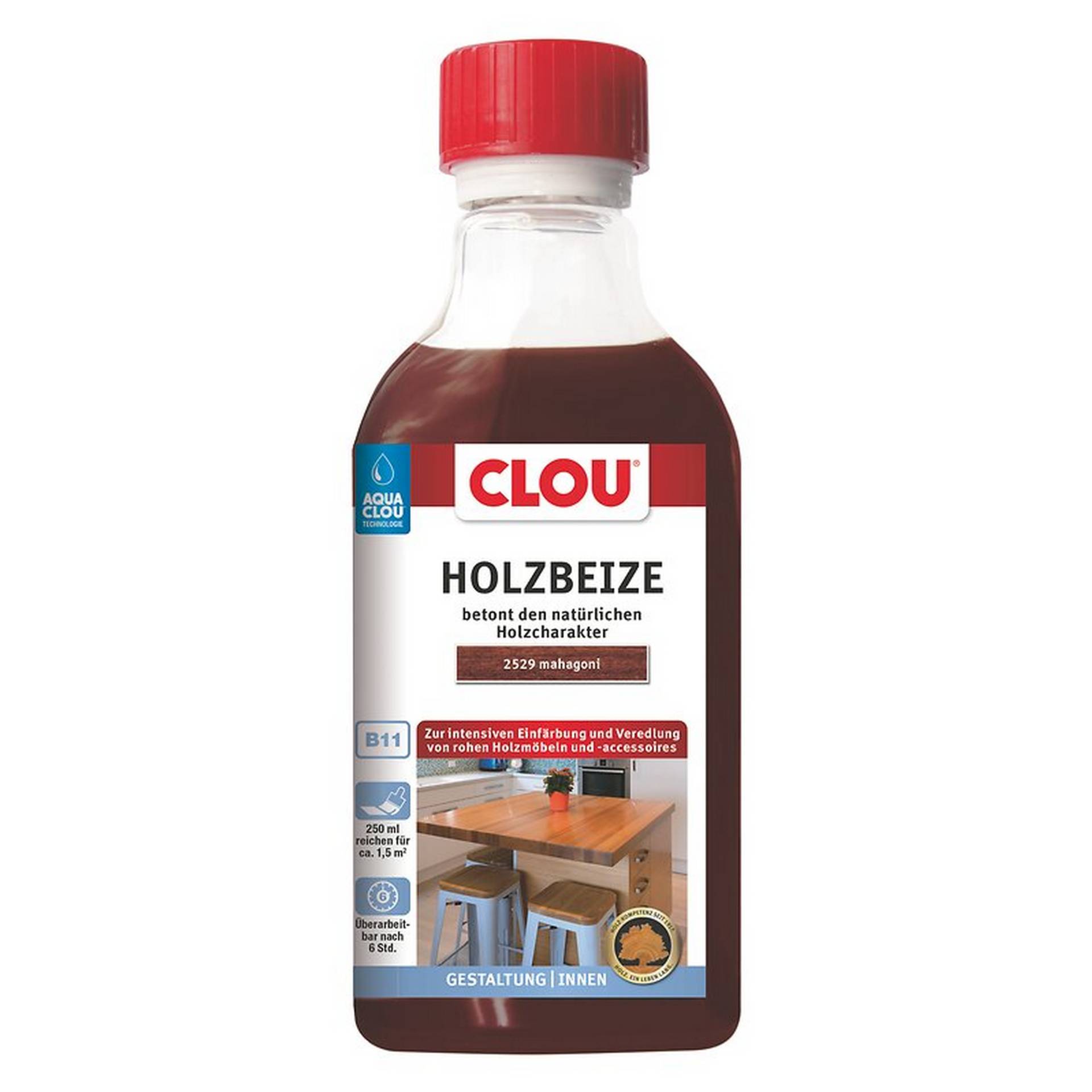 Clou Holzbeize mahagonifarben 250 ml von Clou