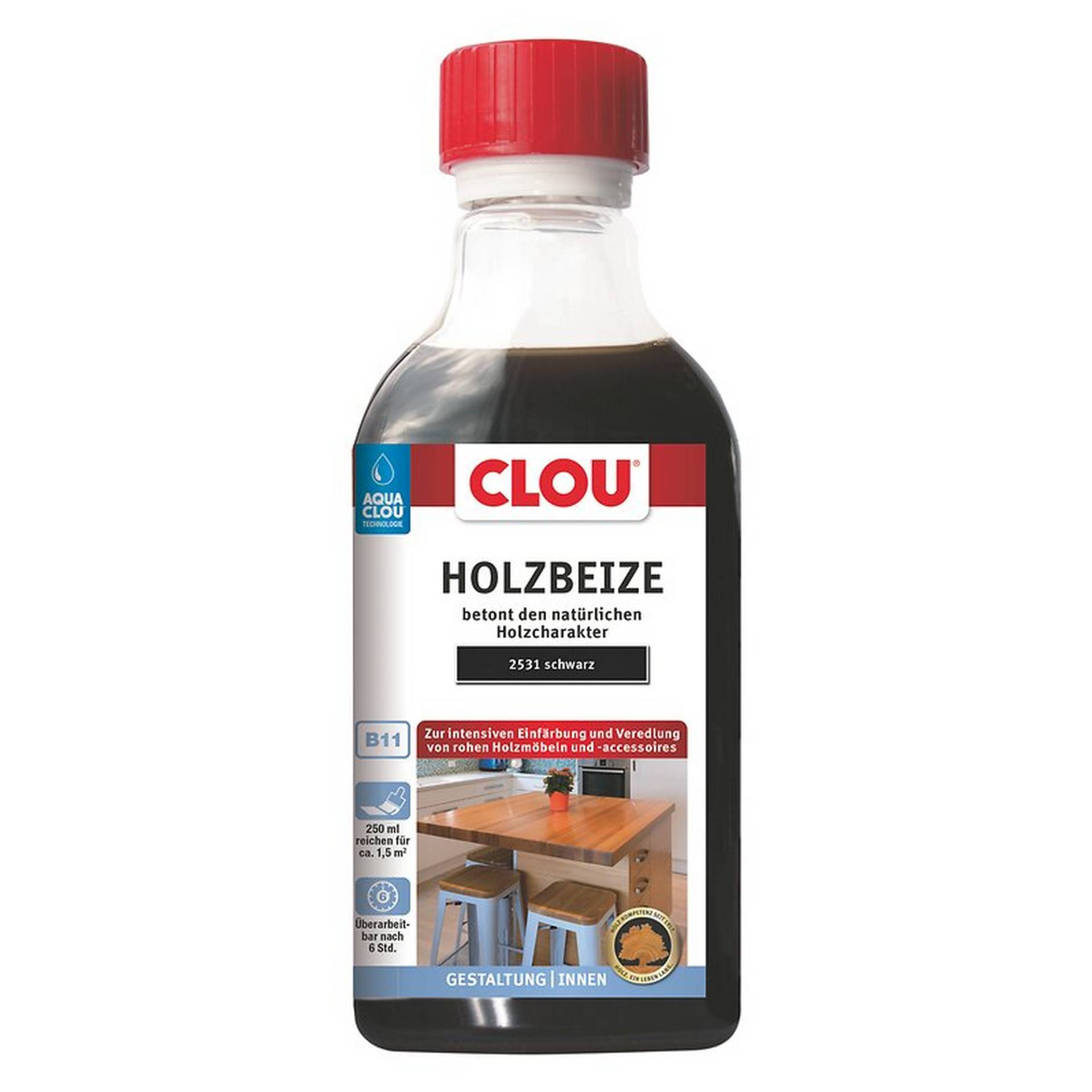 Clou Holzbeize schwarz 250 ml von Clou