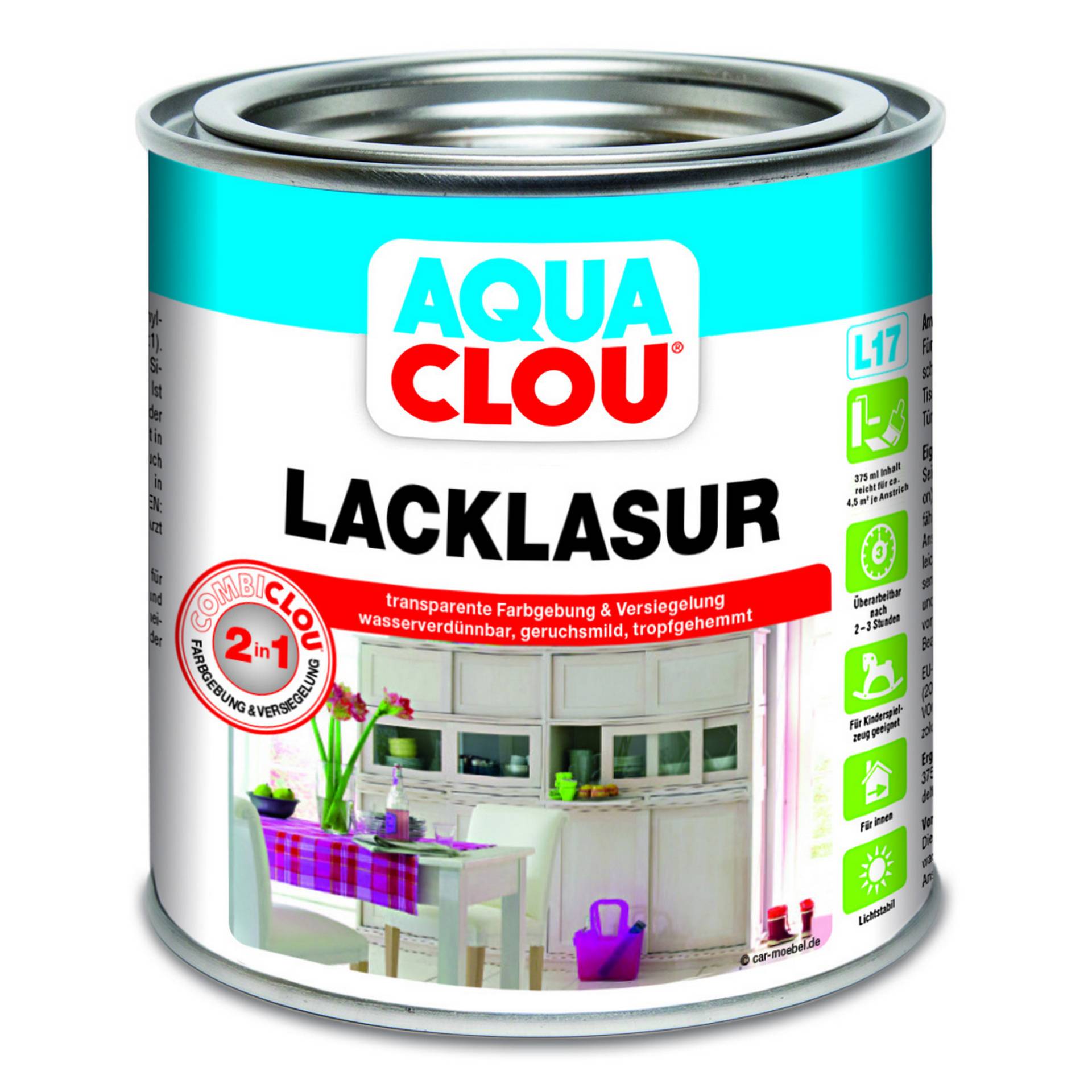 Clou Lacklasur nussbaumfarben dunkel seidenmatt 375 ml von Clou