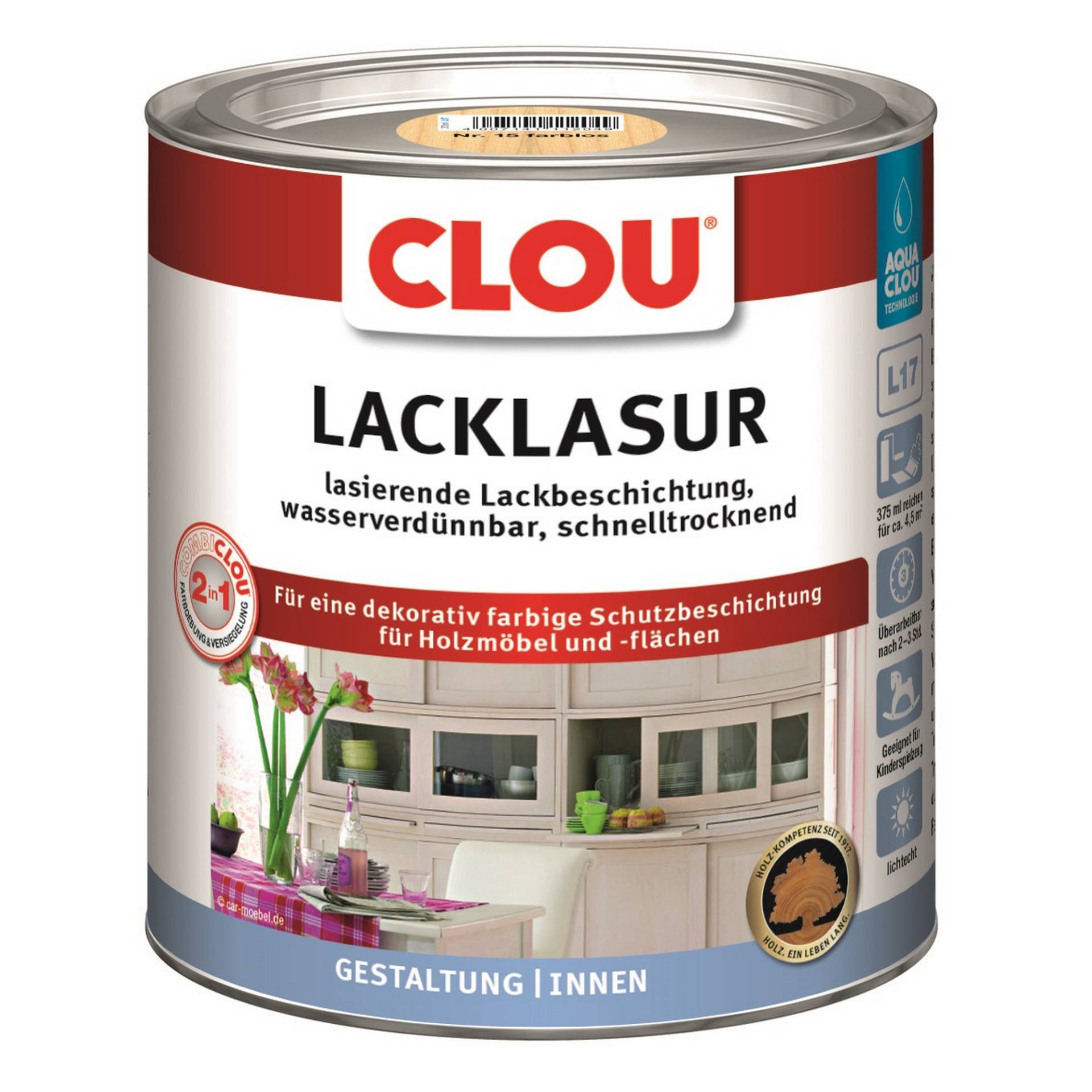 Clou Lacklasur transparent seidenmatt 375 ml von Clou