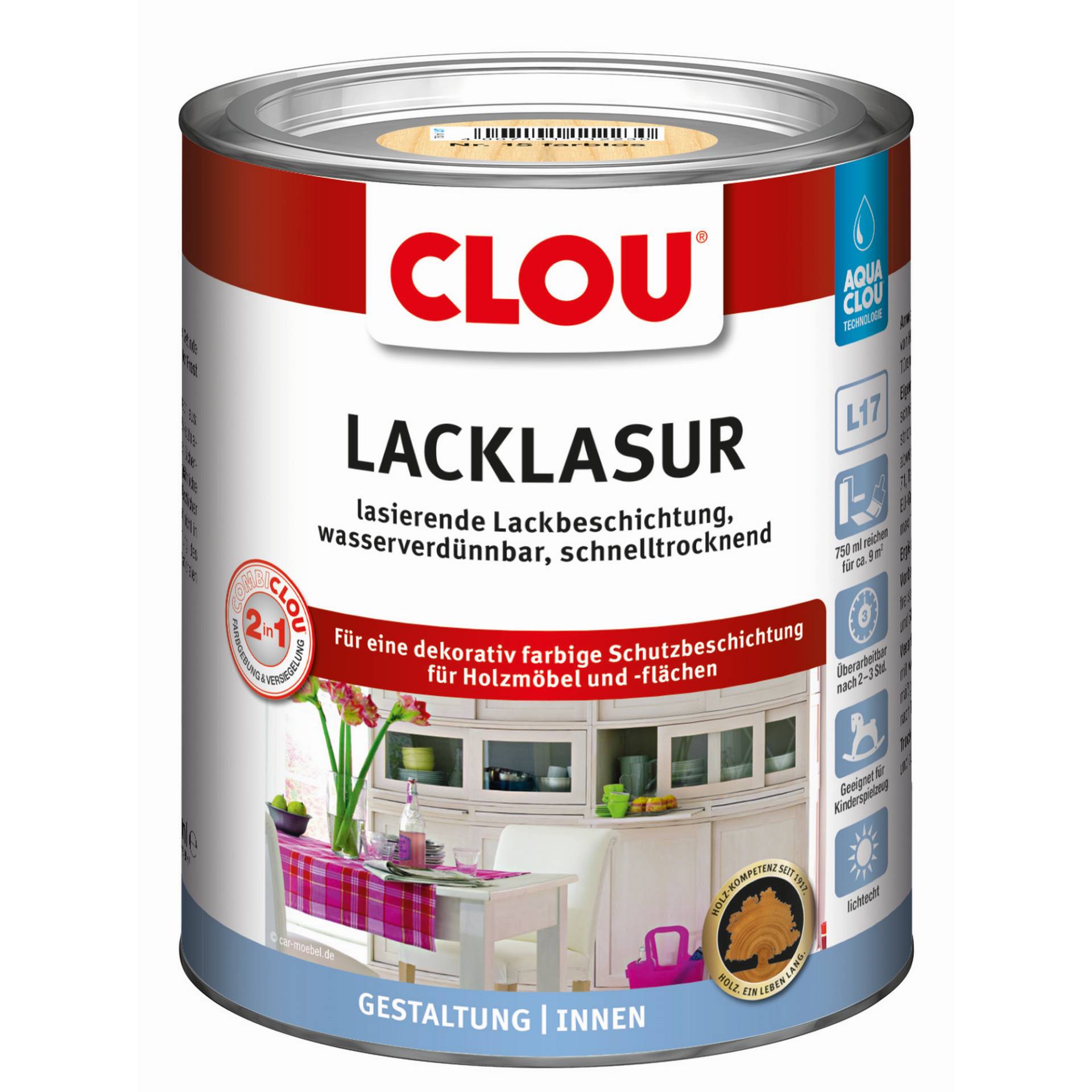 Clou Lacklasur transparent seidenmatt 750 ml von Clou