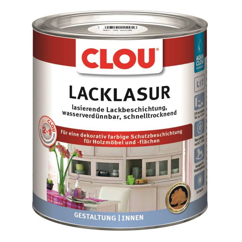 Clou Lacklasur weiß seidenmatt 375 ml von Clou
