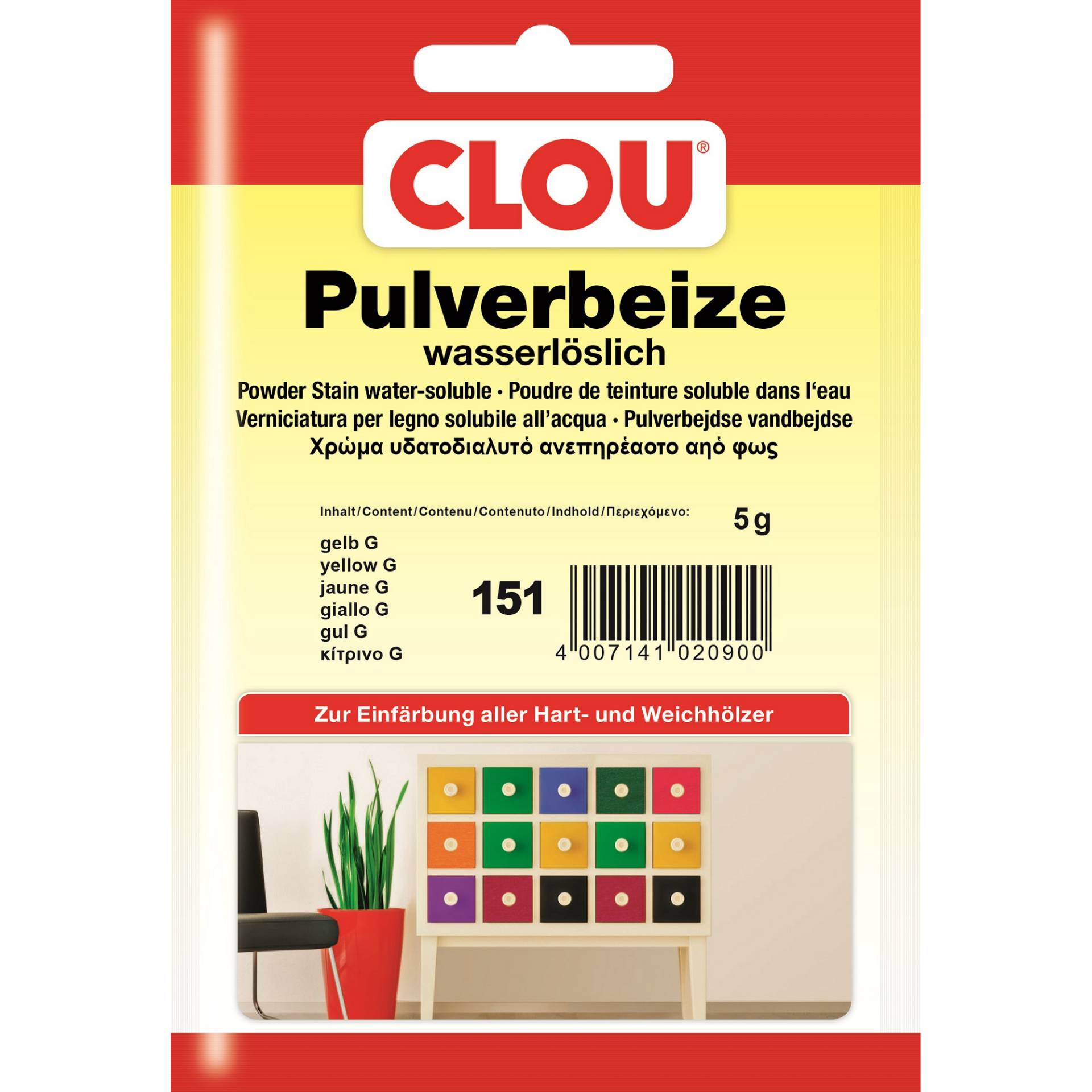 Clou Wasserbeize-Pulver hellgelb 5 g von Clou