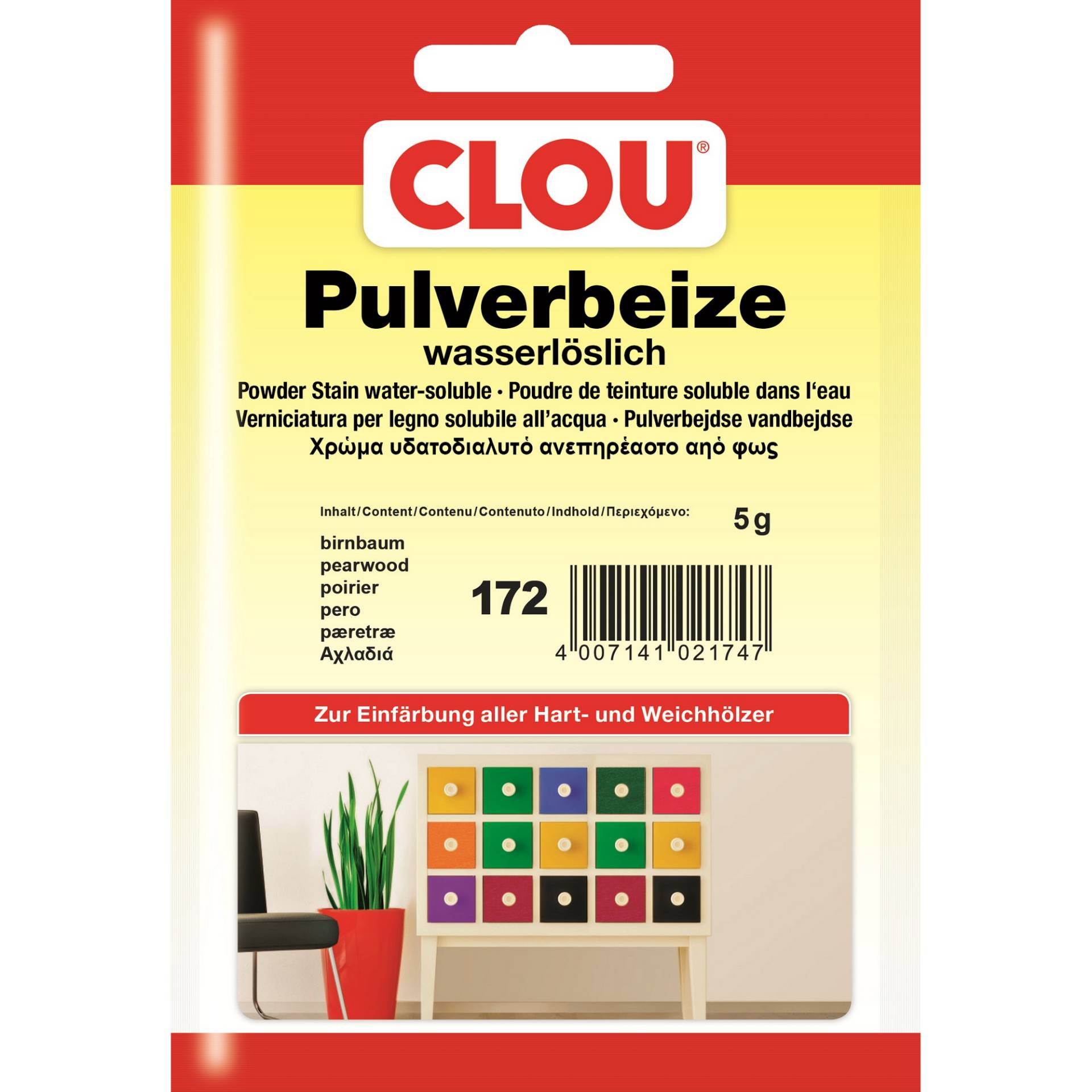 Clou Wasserbeize-Pulver holzfarben 5 g von Clou