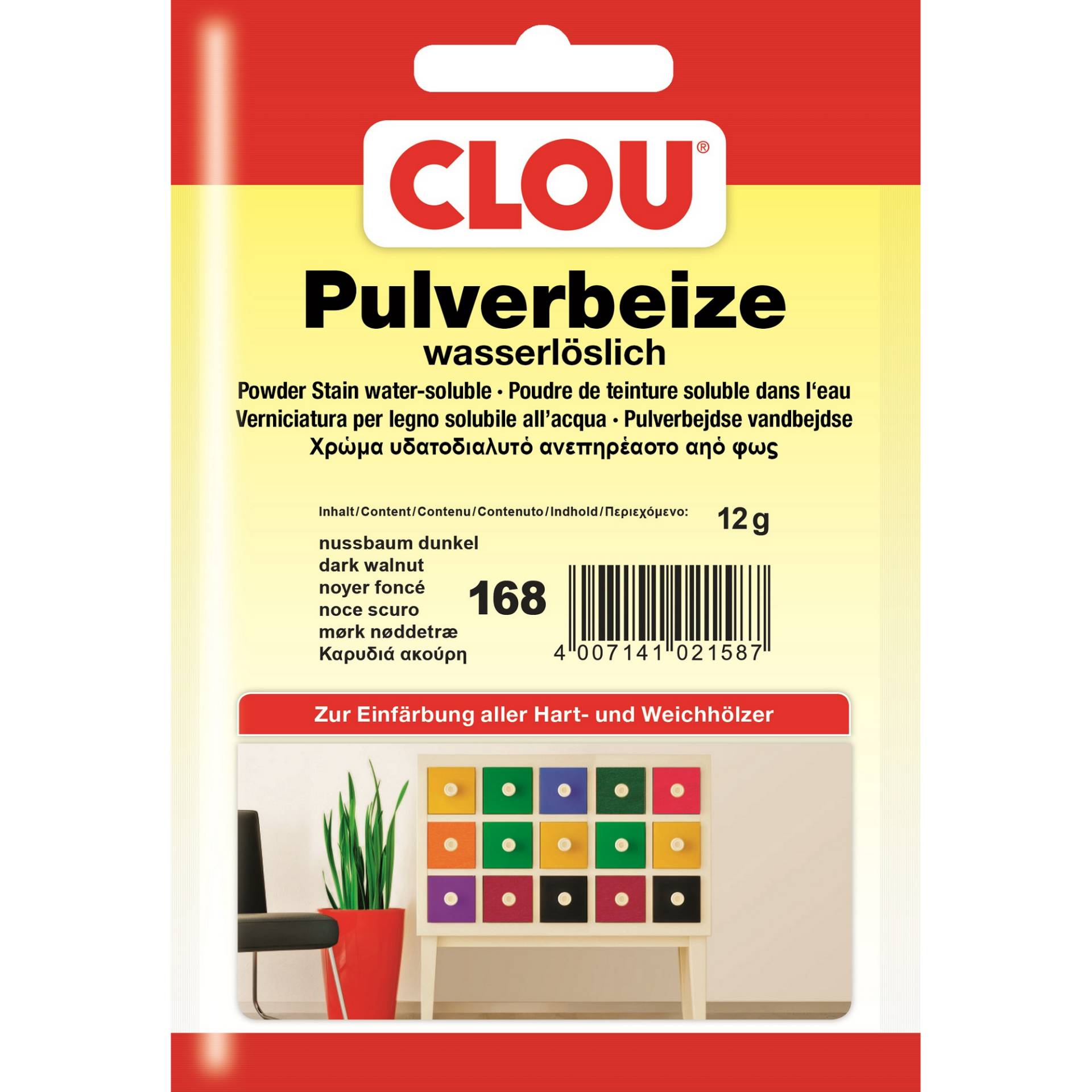 Clou Wasserbeize-Pulver nussbaumfarben dunkel 12 g von Clou