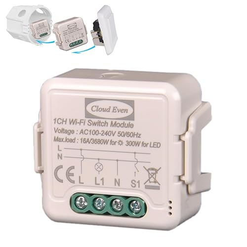 WiFi-Schalter, WiFi Smart Life Tuya App Timer Switch Mini Relais funktioniert parallel mit Originalwandschalter, Relaisempfänger 2300 W 220 V, kompatibel Google alexa WiFi-Schalter, WiFi Smart Life Tuya App Timer Switch Mini Relais funktioniert parallel mit Originalwandschalter, Relaisempfänger 2300 W 220 V, kompatibel Google alexa von Cloud Even