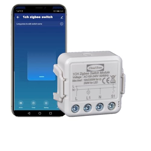 Zigbee Mini Switch Smart-Schalter, Lichtschalter, intelligenter DIY-Schalter, Tuya-App-Steuerung, funktioniert mit Alexa, Google Home, ZigBee 3.0 Gateway Hub erforderlich (1) von Cloud Even
