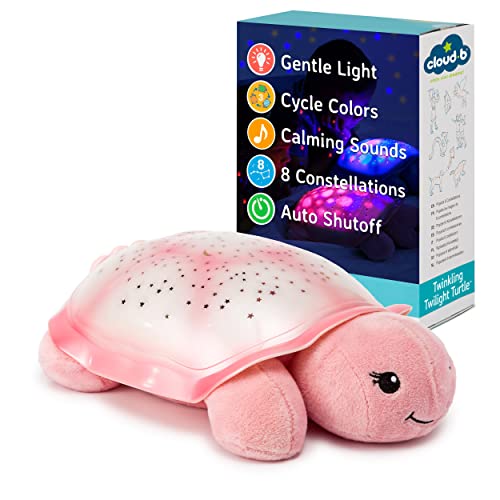 CLOUD B Beruhigendes Nachtlicht Sternenprojektor mit beruhigenden Geräuschen | sanfte Helligkeit | 3 Farben | automatische Abschaltung | Musik-Nachtlicht Schildkröte Twinkling Twilight Turtle Turtle von Cloud b