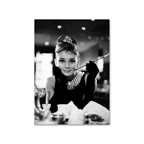 Audrey Hepburn Poster Filmstar Fotografie Foto Schwarz Weiß Audrey Hepburn Wand Bilder Audrey Hepburn Bild Mode Zimmer Schlafzimmer Dekor Leinwand Gemälde F09059 von CloudShang