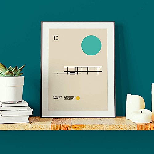 CloudShang Farnsworth House Poster Bauhaus Ausstellung Poster Minimalistische Wand Bilder Bild Leinwand Abstrakte Architektur Bild Wohnzimmer Dekor Wandbild F03125 von CloudShang