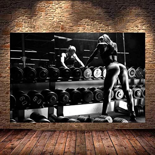 CloudShang Fitnessstudio Poster Sexy Frauen Workout-Übung Inspirierende Wand Bilder Bodybuilding Mädchen Fitness Leinwand Große Motivation Zitat Poster Schlafzimmer Home Gym Deko D415393 von CloudShang