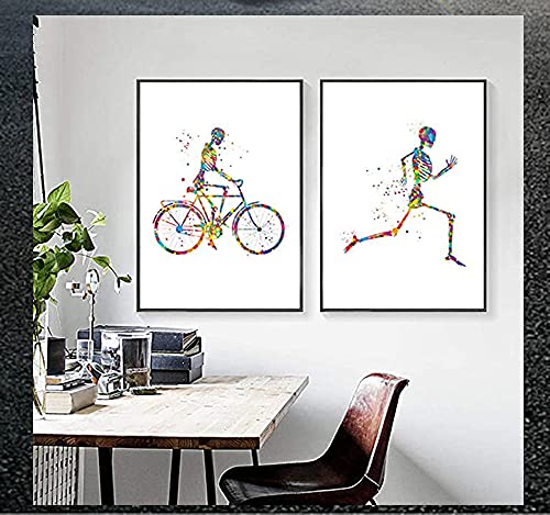 CloudShang Laufendes Skelett Poster Knochen Medizinische Wand Bilder Menschliche Anatomie Poster Bewegtes Skelett Gemäldedrucke Fitness Leinwand Bild Arzt Büro Dekor Bild I27080 von CloudShang