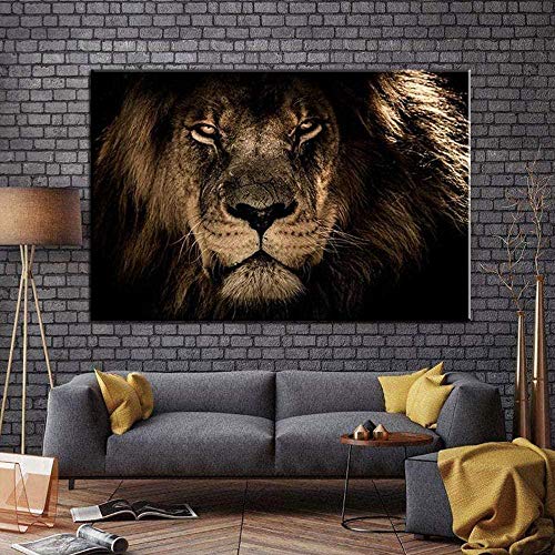 CloudShang Nordic Black White Lion Wall Gemälde Prints herrschsüchtiger Löwe Poster Motivations-Leinwand- Bilder Lion Bild Nordic Lion Wohnzimmer Büro-Wand-Dekor E31188 von CloudShang