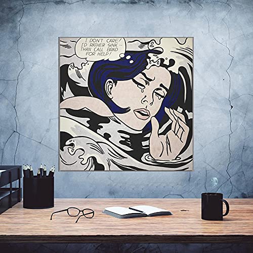 CloudShang Roy Lichtenstein Poster Ertrinken Mädchen Comic Wand Bilder Pop Gemälde Abstrakte Anime Bild Platz Schlafzimmer Dekor I29110 50x50cm/Kein Rahmen von CloudShang