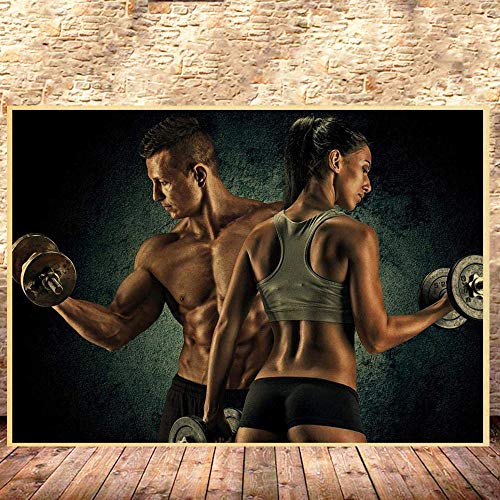 CloudShang Sexy Mann Frau Muskel Bodybuilding Poster Workout Home Gym Deko Motivational Wall Gemälde Fitness Inspirierendes Zitat Leinwand D19108 40x60cm/Kein Rahmen von CloudShang