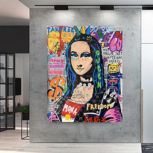 Lustige Mona Lisa Graffiti Gemälde Poster Pop-Gemälde Poster Graffiti Street Gemälde Bild Lustige Mona Lisa Wanddeko Lustige Wohnzimmer-Wand-Dekor Cuadros H30134 von CloudShang