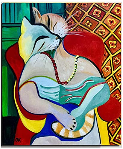 Picasso Gemälde Abstrakte Herr Katze umarmt Miss Cat Gemälde Picasso Poster Picasso Wand Bilder Bild Picasso Leinwand Gemäldedrucke Wohnzimmer Wanddekor J04109 von CloudShang