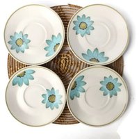 4 Noritake Up-Sa Gänseblümchen Untertassen/Progression Upsa Blaue Blumen von CloudburstVintage