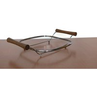 Auflaufform Halter/Mid Century Aus Metall Und Teakholz von CloudburstVintage