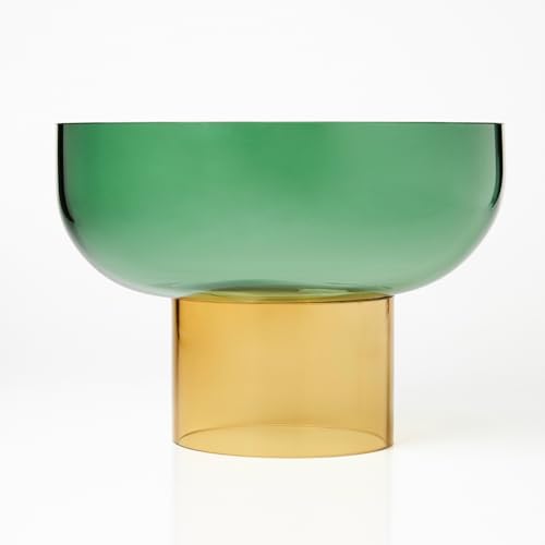 Cloudnola Dekorative Glasschale, wendbar, Grün und Gelb, 30,5 cm Durchmesser x 20,3 cm, für Unterhaltung, Obstschale, Tafelaufsatz, ideales Geschenk für Hochzeiten, Geburtstage, Jubiläen oder jeden von Cloudnola