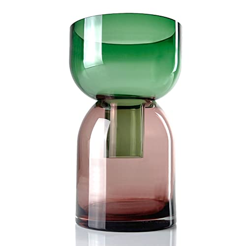 Cloudnola Große wendbare Blumenvase aus Glas und Knospen-Vase, Grün und Rosa, 24,1 cm hoch x 14,2 cm Durchmesser, für Zuhause, Hochzeit und Event von Cloudnola