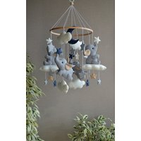 Elefant Baby Mobile, Babybett Mobile Aus Filz Elefant, Junge, Waldtier Katze Kinderzimmer Dekor von CloudofjoyArt