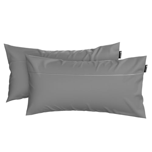 Cloudpillo Kissenbezug - Duo-Pack - Antibakteriell - Luxuriöse Ägyptische Baumwolle - Nachhaltig Produziert - Ultraweich - Hygienischer Komfort - Grau - 40x80cm - 2 Stück - Ideal für Empfindliche Haut von Cloudpillo