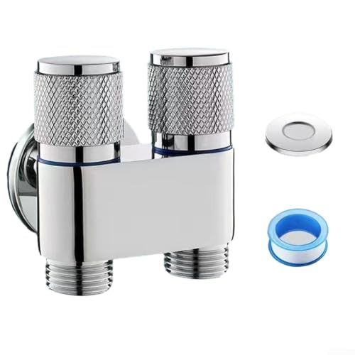 1 in 2 Out Waschbecken Wasserhahn G1/2 Doppelsteuerung Armaturen WC Waschbecken Dreieckventil Wasserregelventil Wasserhahn für Küche Badezimmer Armaturen Waschbecken Armaturen Ventil (grau) von Cloudpower