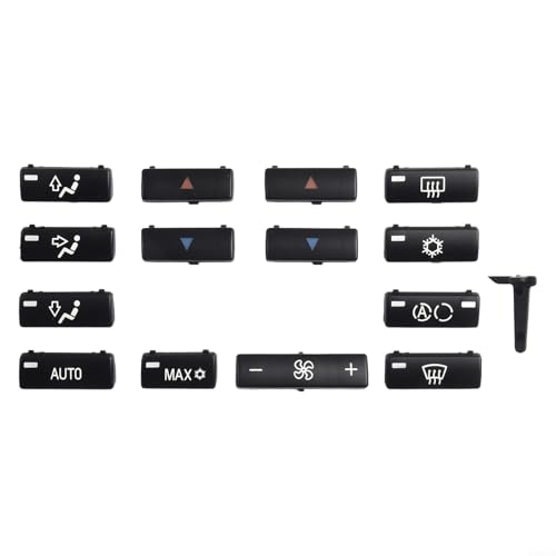 Auto-Klima-Temperaturregelung, Druckknopf-Ersatz-Set, kompatibel mit 5er-Serie E39 1996–2002 und E53 1998–2006, 14 Stück, schwarze Klimaanlagen-Schlüsselkappen, Klimaanlagen-Abdeckung Auto-Klima-Temperaturregelung, Druckknopf-Ersatz-Set, kompatibel mit 5er-Serie E39 1996–2002 und E53 1998–2006, 14 Stück, schwarze Klimaanlagen-Schlüsselkappen, Klimaanlagen-Abdeckung von Cloudpower